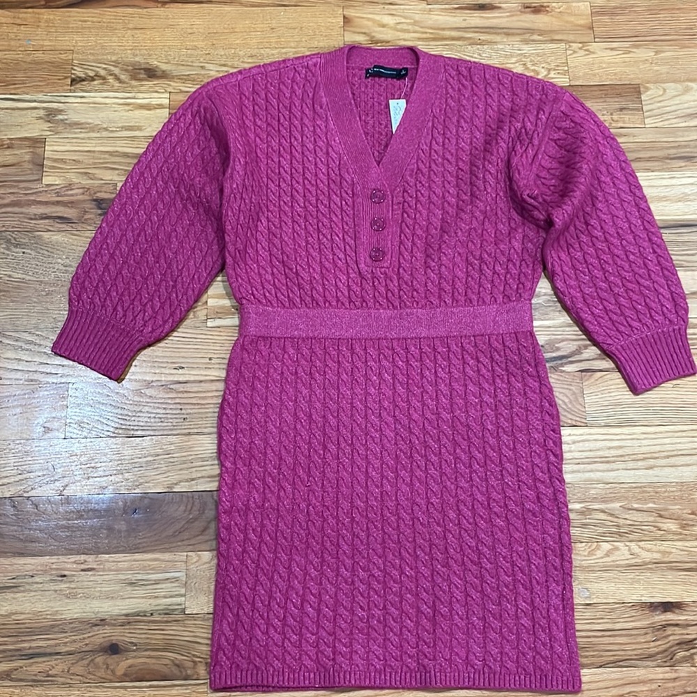 NEW Cable Knit Button  Thick Placket Sweater Dress sz Large L - Picture 12 of 15